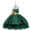 Girls Puffy Ball Gown Dress with Bowknot and Ruffle Details