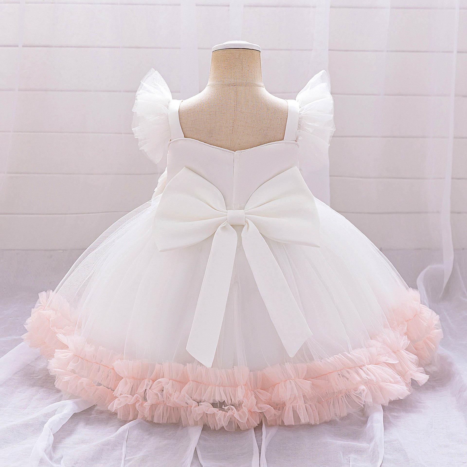 Puffy Ball Gown Dress for Girls with Sequins, Flowers & Bowknot | Cute Tea-Length Party Princess Dress