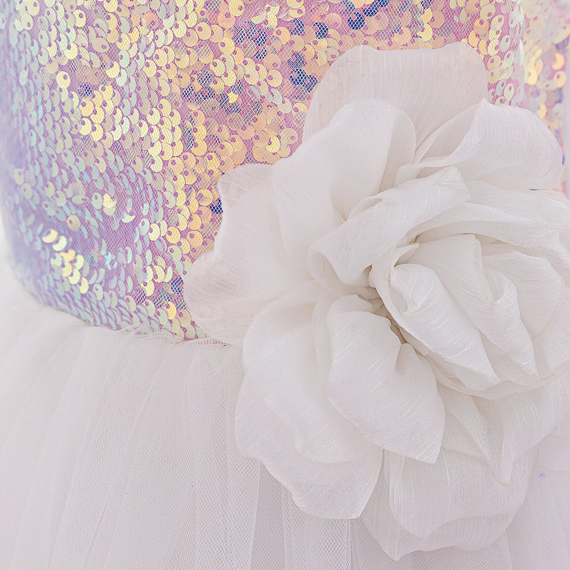 Puffy Ball Gown Dress for Girls with Sequins, Flowers & Bowknot | Cute Tea-Length Party Princess Dress