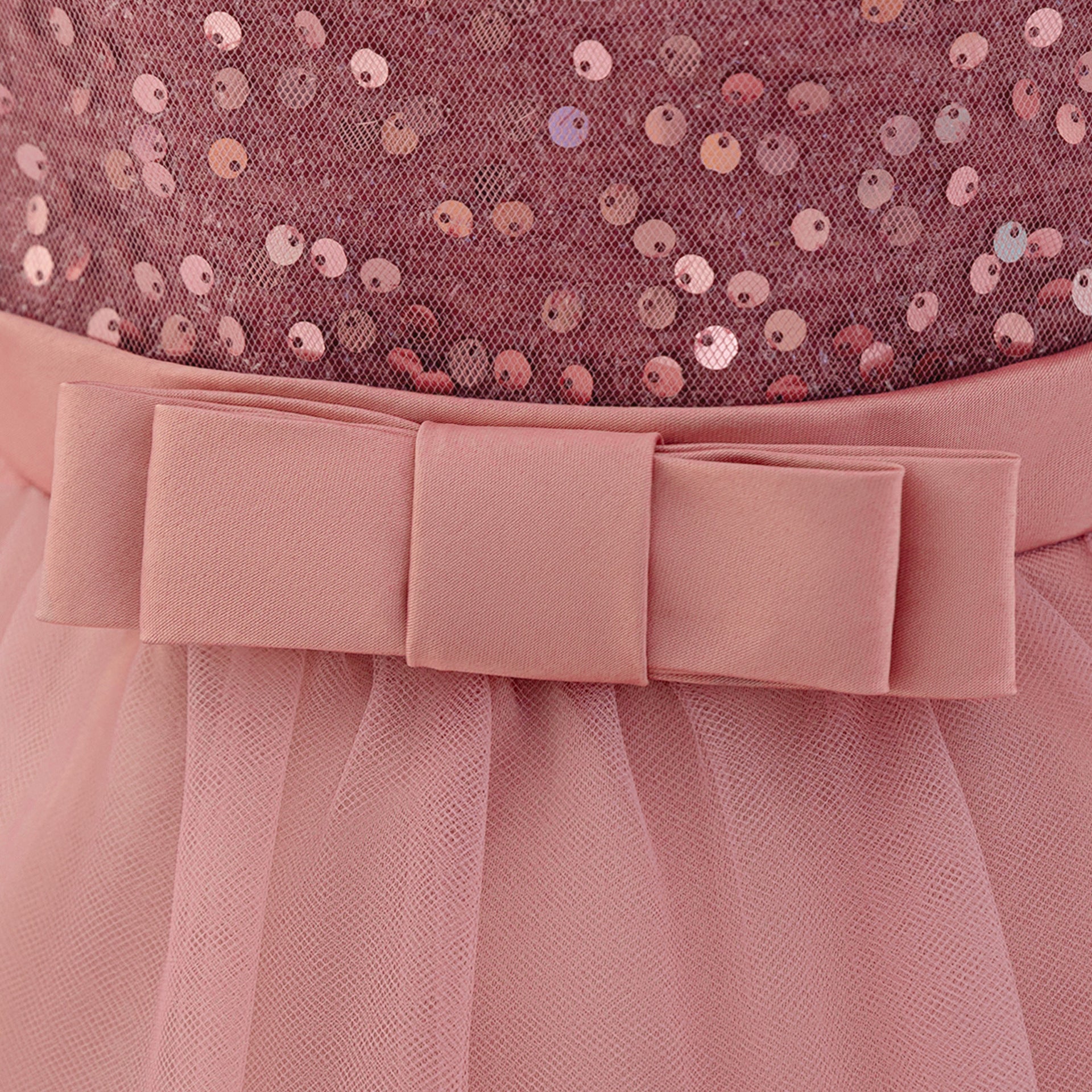Puffy Off-Shoulder Sequin Ball Gown for Girls – Tea Length Bowknot Flower Dress