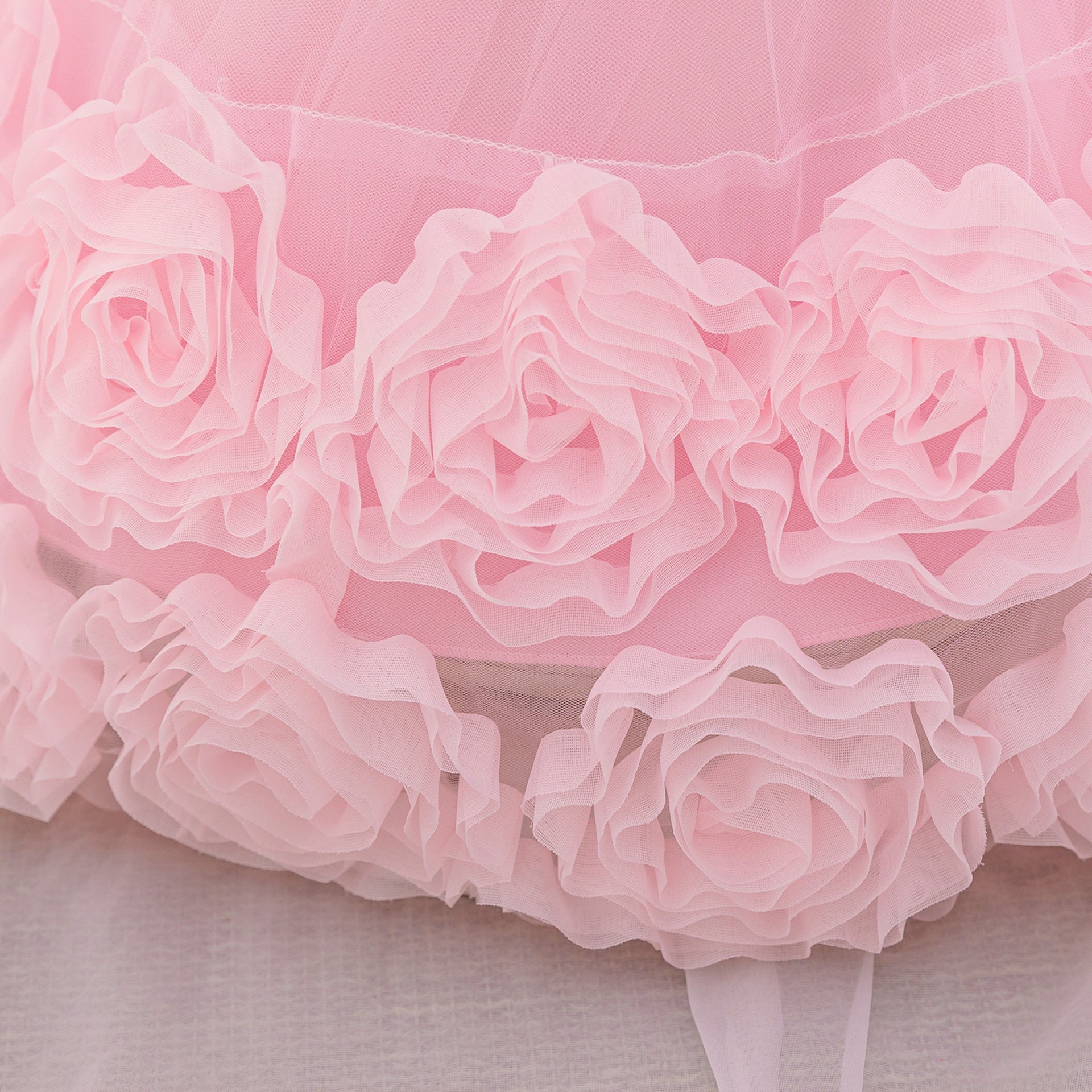 Puffy Off-Shoulder Sequin Ball Gown for Girls – Tea Length Bowknot Flower Dress