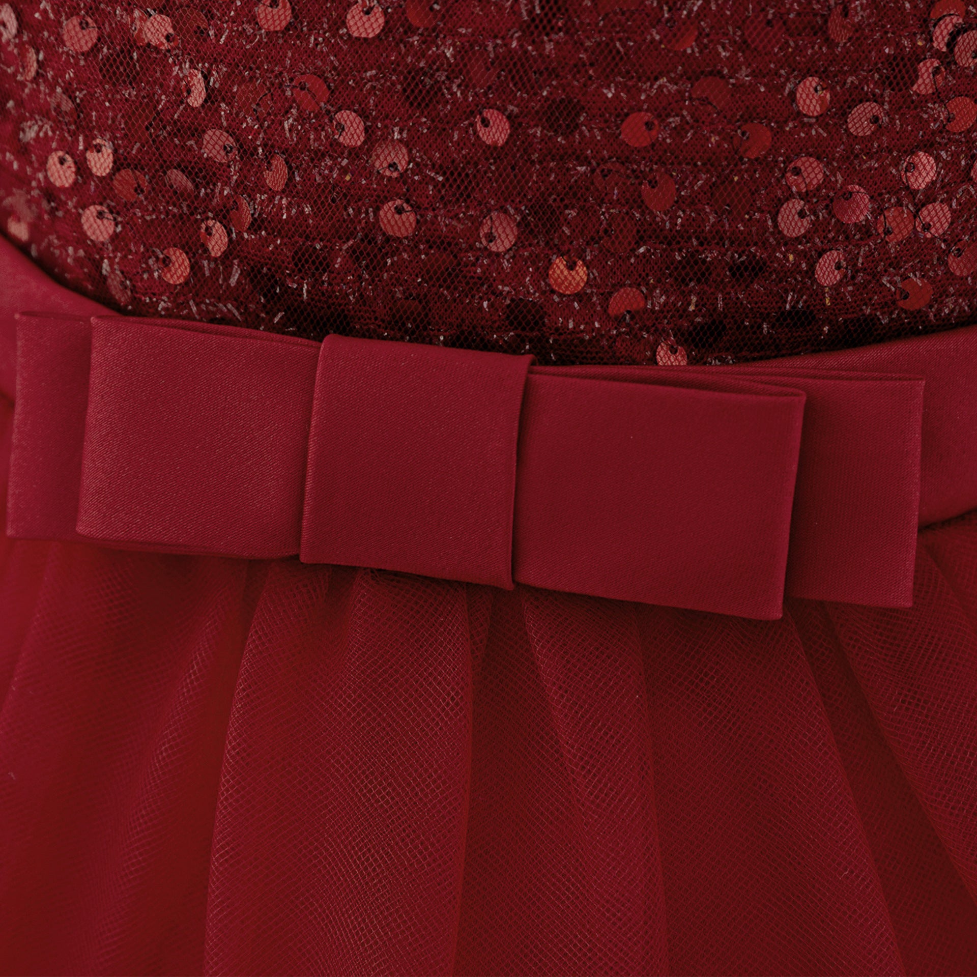 Puffy Off-Shoulder Sequin Ball Gown for Girls – Tea Length Bowknot Flower Dress