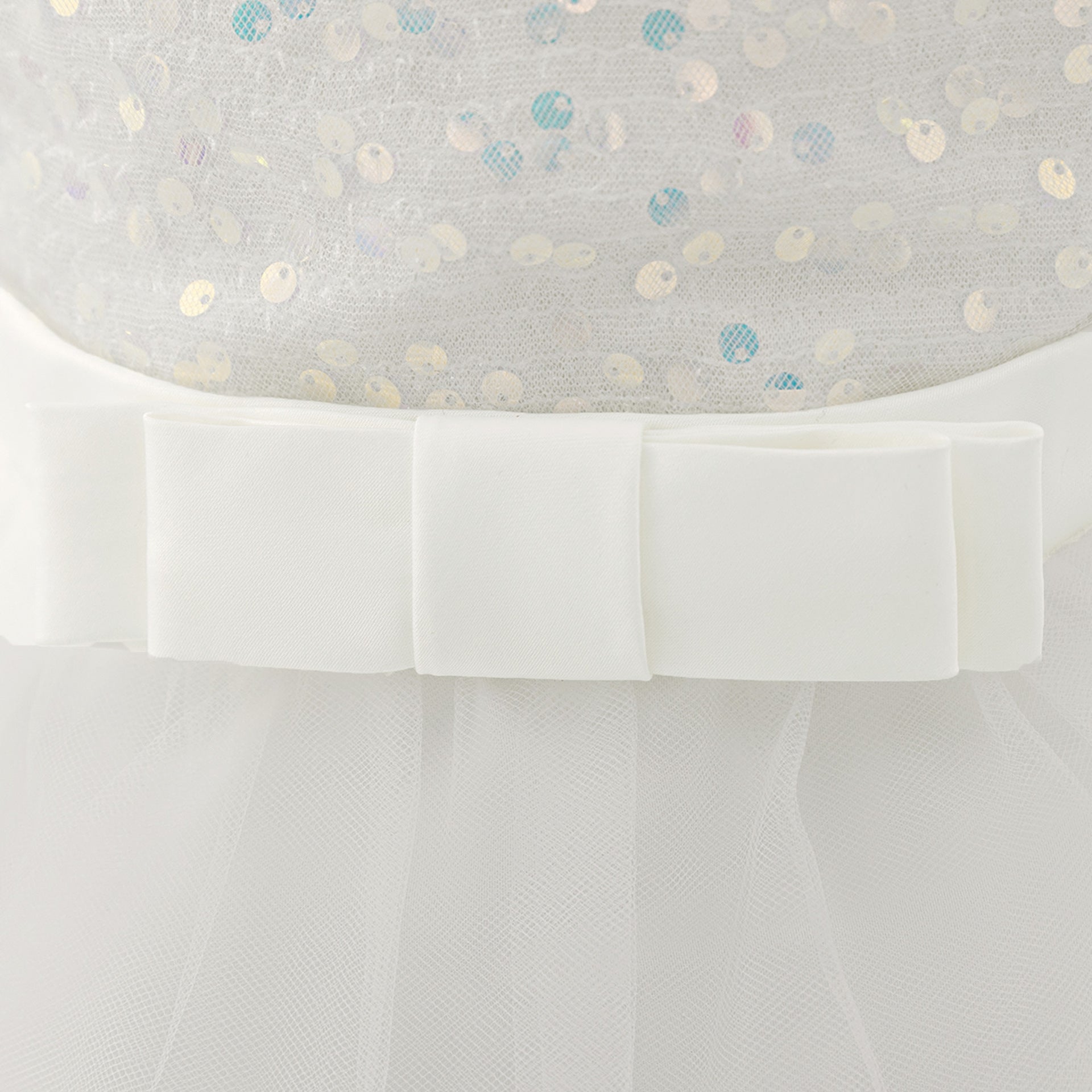 Puffy Off-Shoulder Sequin Ball Gown for Girls – Tea Length Bowknot Flower Dress