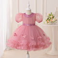 Girls' Puffy Princess Dress With Applique and Sequins