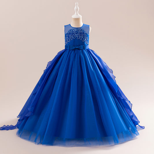 Girls A-line Sequin Embroidered Tulle Maxi Dress – Party & Formal Wear