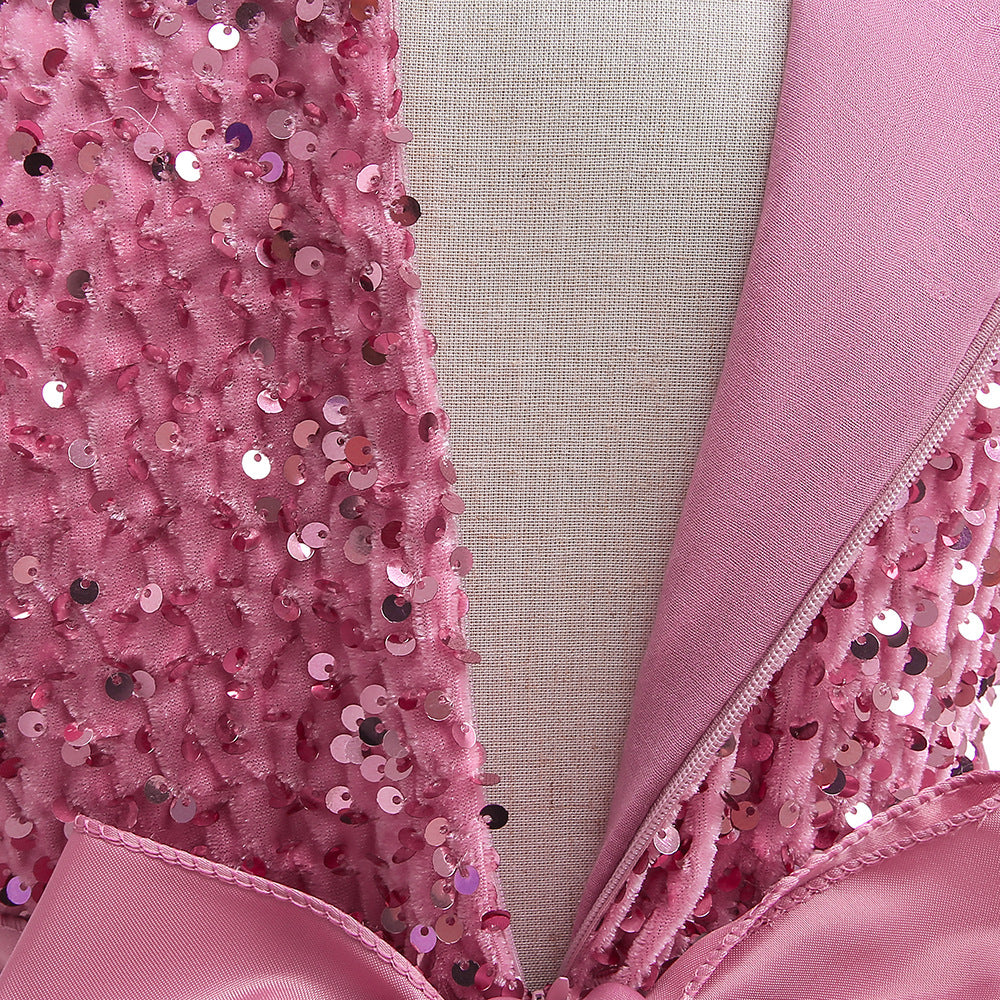 Sequin Puffy Princess Dress for Girls with Bowknot – Party & Flower Girl Gown