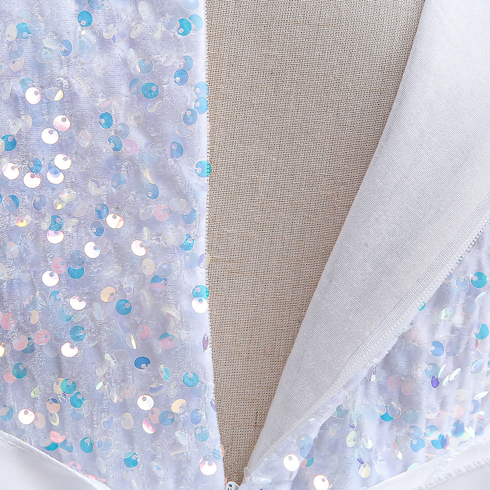Sequin Puffy Princess Dress for Girls with Bowknot – Party & Flower Girl Gown