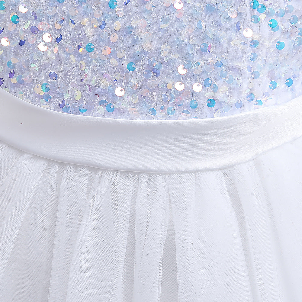 Sequin Puffy Princess Dress for Girls with Bowknot – Party & Flower Girl Gown