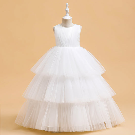 Cute Girls' Maxi Tiered Tulle Princess Dress for Parties & Weddings