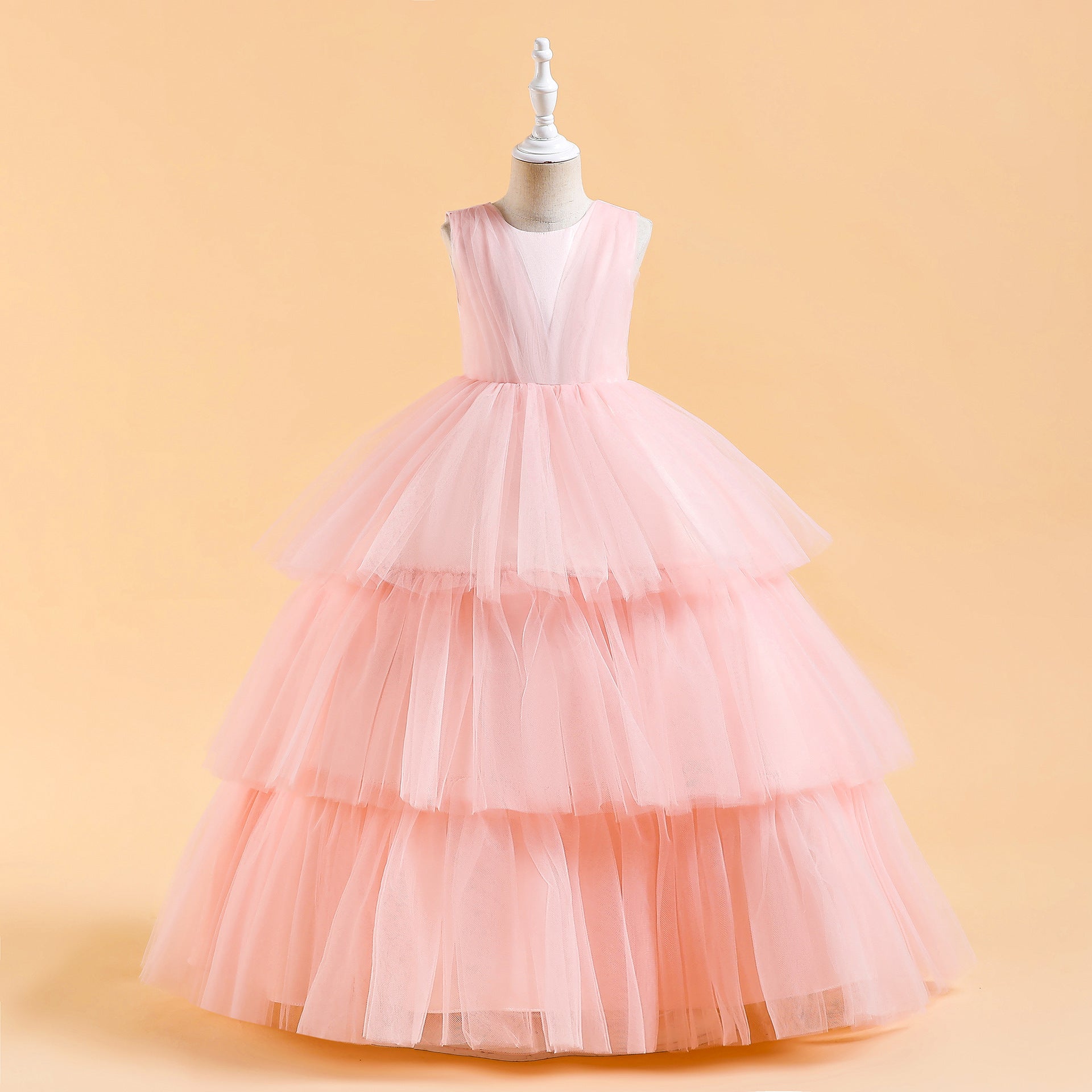 Cute Girls' Maxi Tiered Tulle Princess Dress for Parties & Weddings