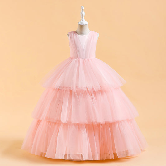 Cute Girls' Maxi Tiered Tulle Princess Dress for Parties & Weddings
