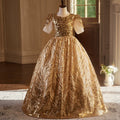 Gold Sequin Maxi A-Line Flower Girl Dress for Kids