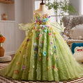 Green Fairy Flower Girl Maxi Dress