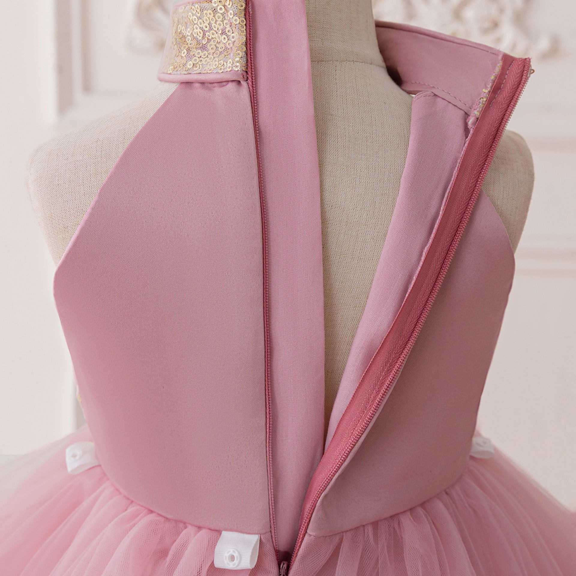 Cute Puffy Halter Neck Tulle Ball Gown Dress for Kids - Party & Flower Girl Outfit
