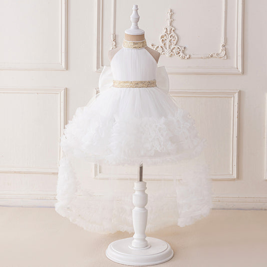 Cute Puffy Halter Neck Tulle Ball Gown Dress for Kids - Party & Flower Girl Outfit