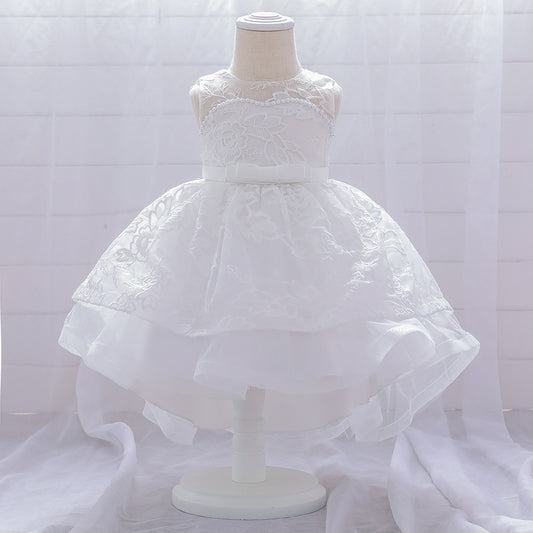 Cute Puffy Ball Gown Dress for Baby Girls | High-Low Lace & Mesh Special Occasion Outfit