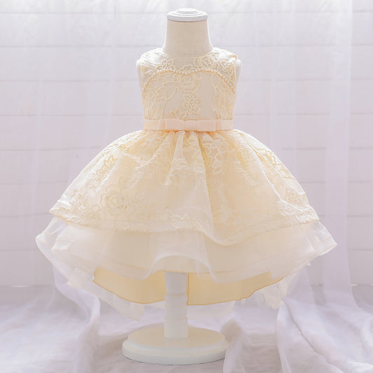 Cute Puffy Ball Gown Dress for Baby Girls | High-Low Lace & Mesh Special Occasion Outfit