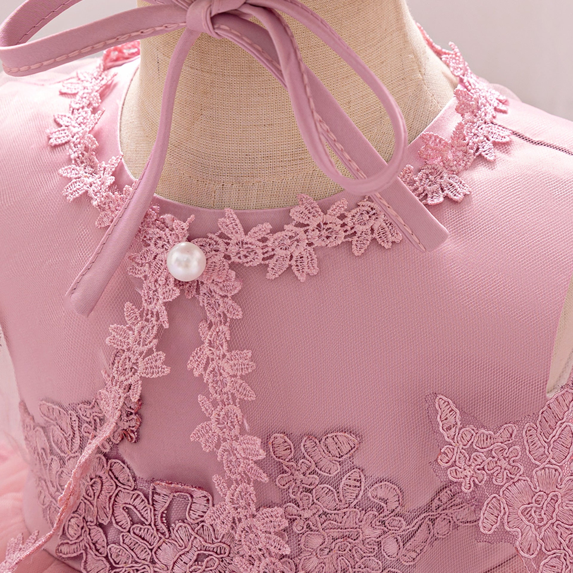 Cute Infant Tulle A-Line Lace Dress for Parties & Celebrations