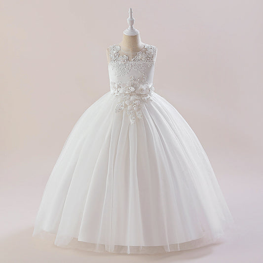 Kids A-Line Maxi Tulle Dress with Applique & Sequins – Cute Party & Formal Outfit