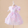 Kids Floral Print A-Line Tea Length Dress