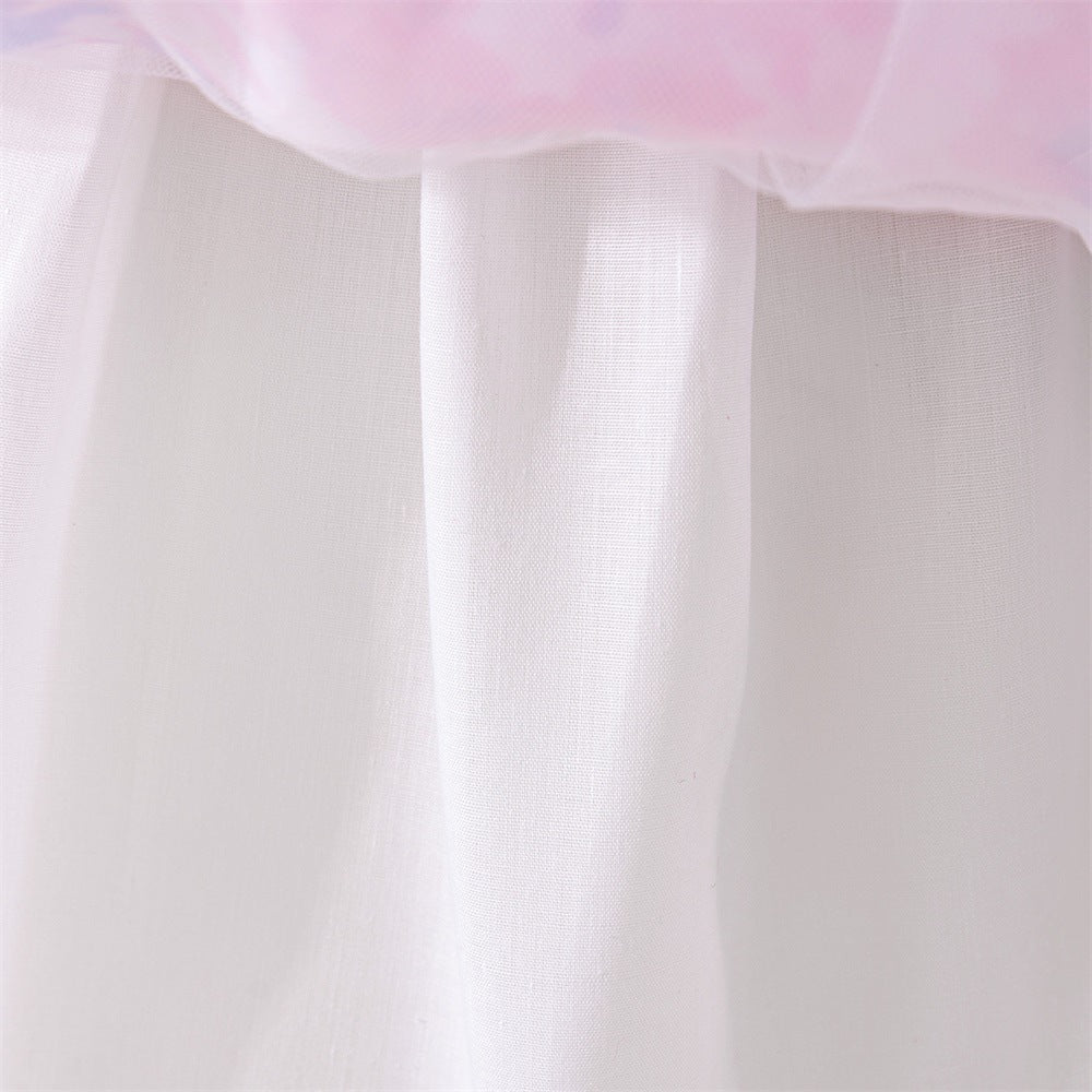 Kids Floral Print A-Line Tea Length Dress for Parties & Special Occasions