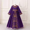 Kids' Purple Floral Bow Maxi Dress