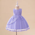 Lavender A-Line Tulle Flower Girl Dress with Lace and Floral Embellishments