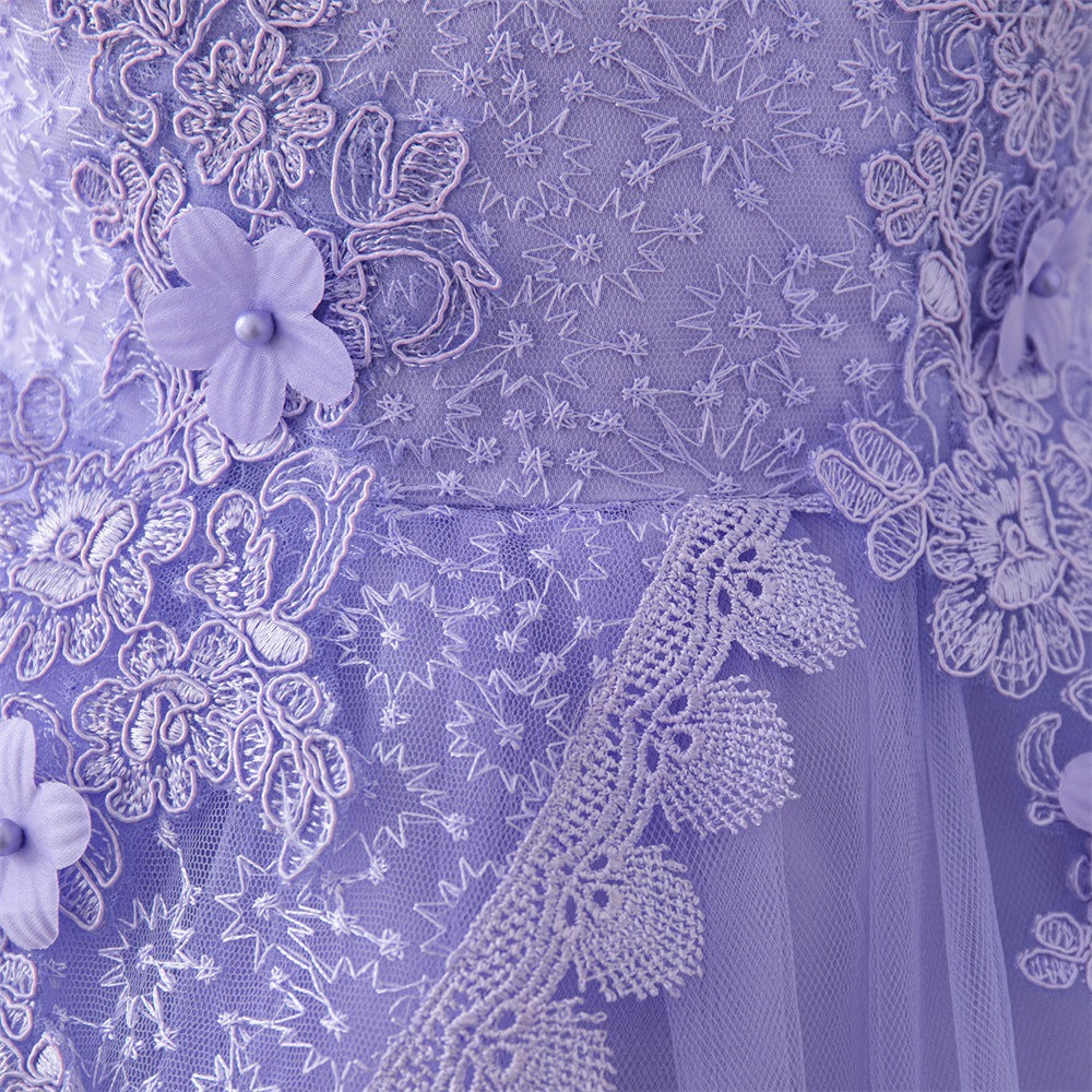 Lavender A-Line Tulle Flower Girl Dress – Lace & Floral Party Outfit for Kids