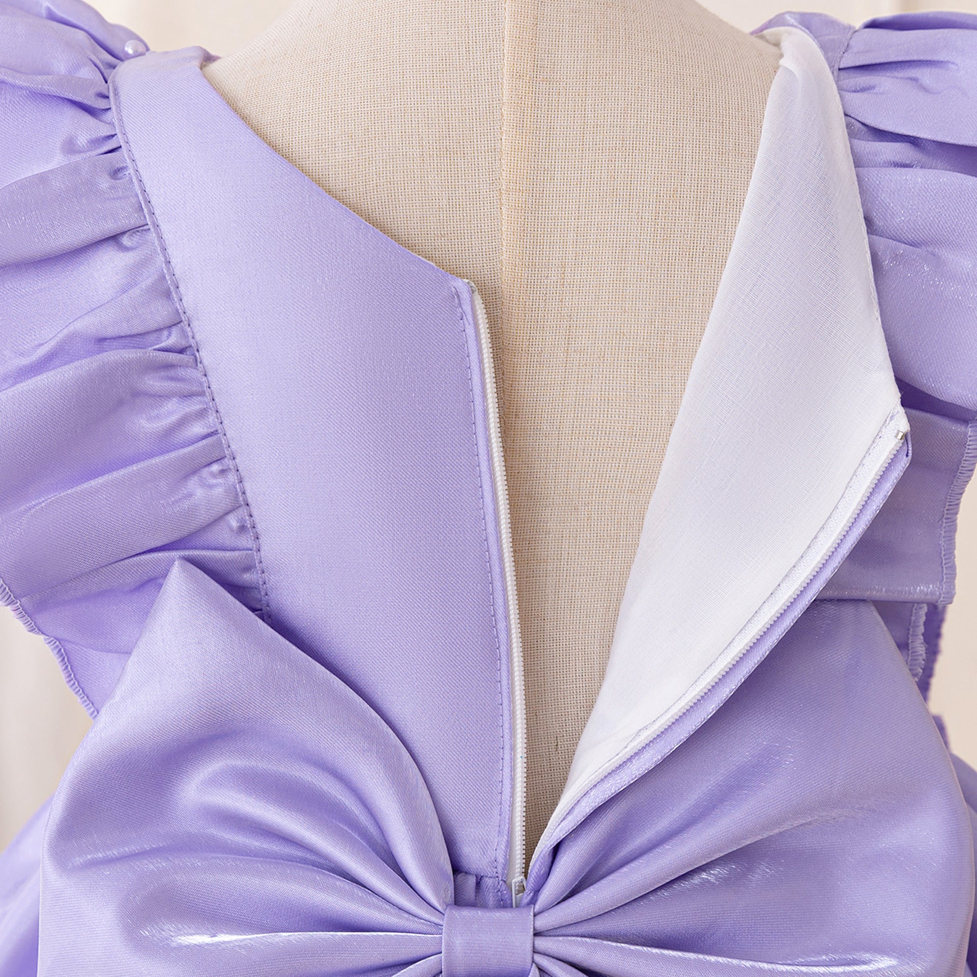 Frocklet Lavender A-Line Bowknot Flower Girl Dress – V-Neck Sequin Kids Party Gown 5