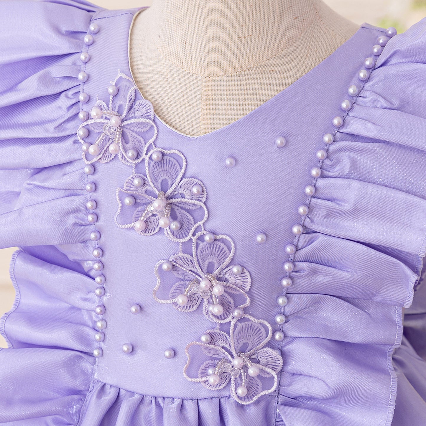 Frocklet Lavender A-Line Bowknot Flower Girl Dress – V-Neck Sequin Kids Party Gown 7