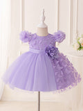 Lavender Butterfly Applique Puffy Tulle Baby Dress