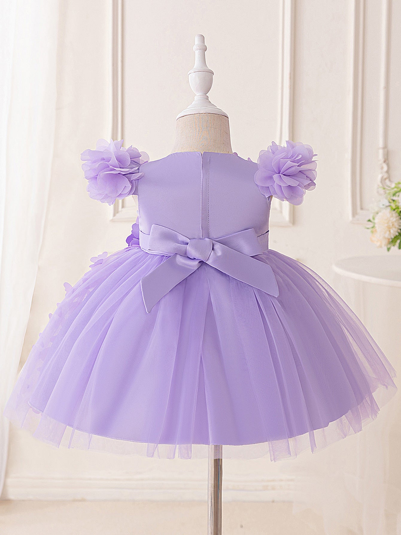 Frocklet Lavender Puffy Butterfly Tulle Dress for Babies and Toddlers | Tea Length Ball Gown 3