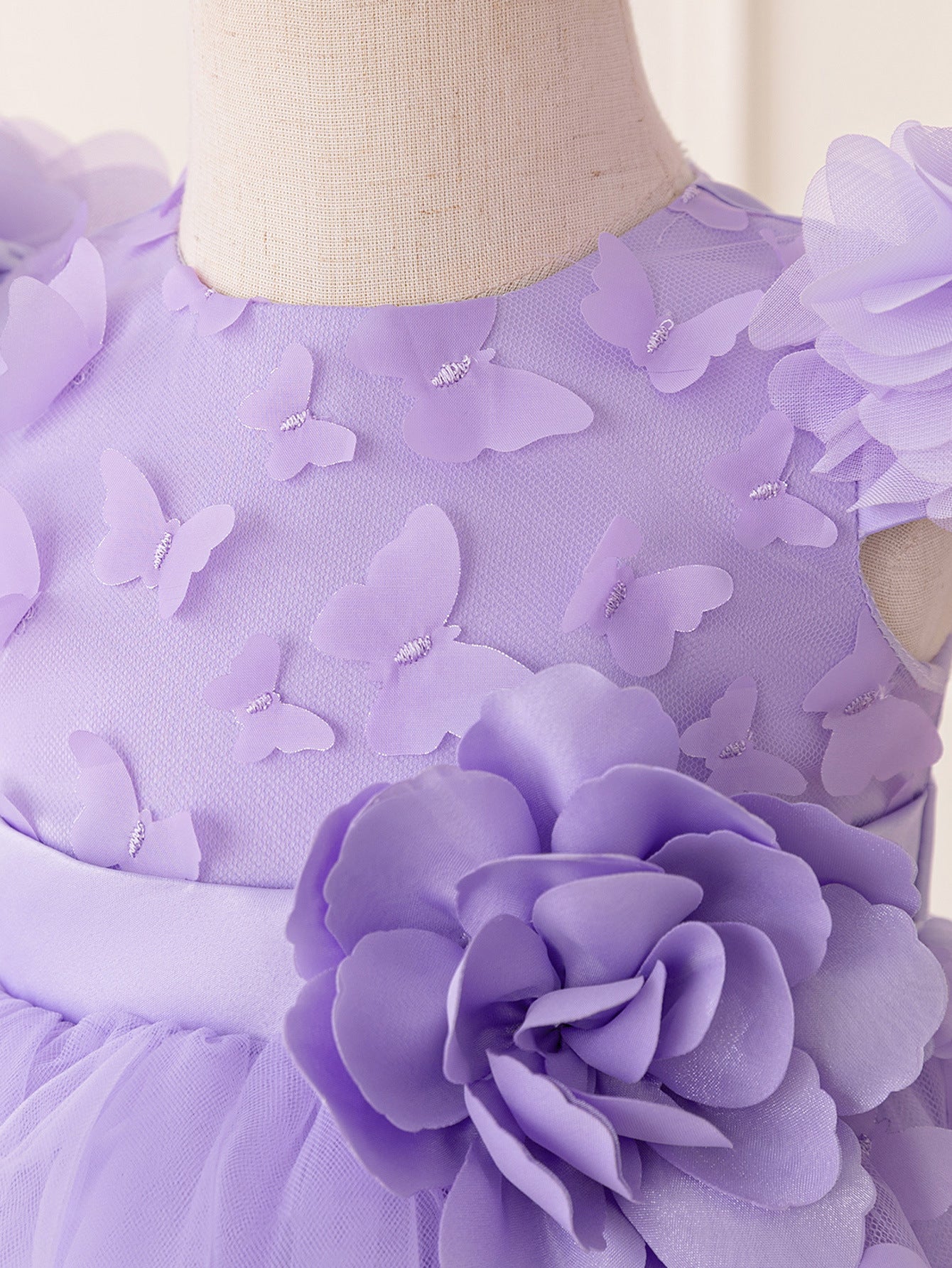 Frocklet Lavender Puffy Butterfly Tulle Dress for Babies and Toddlers | Tea Length Ball Gown 5