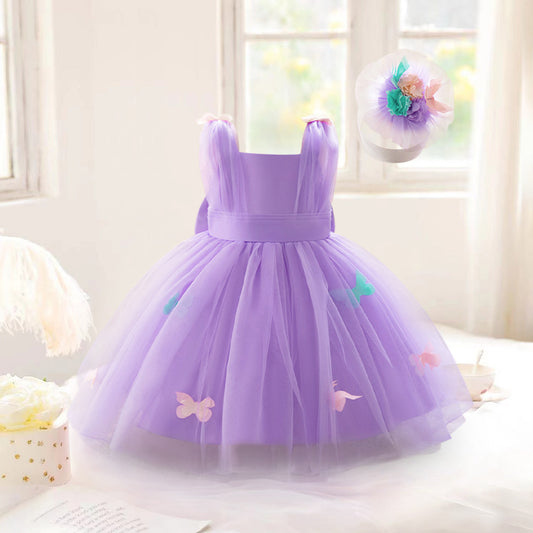 Lavender Tulle Princess Dress for Girls – Flower Girl & Party Gown