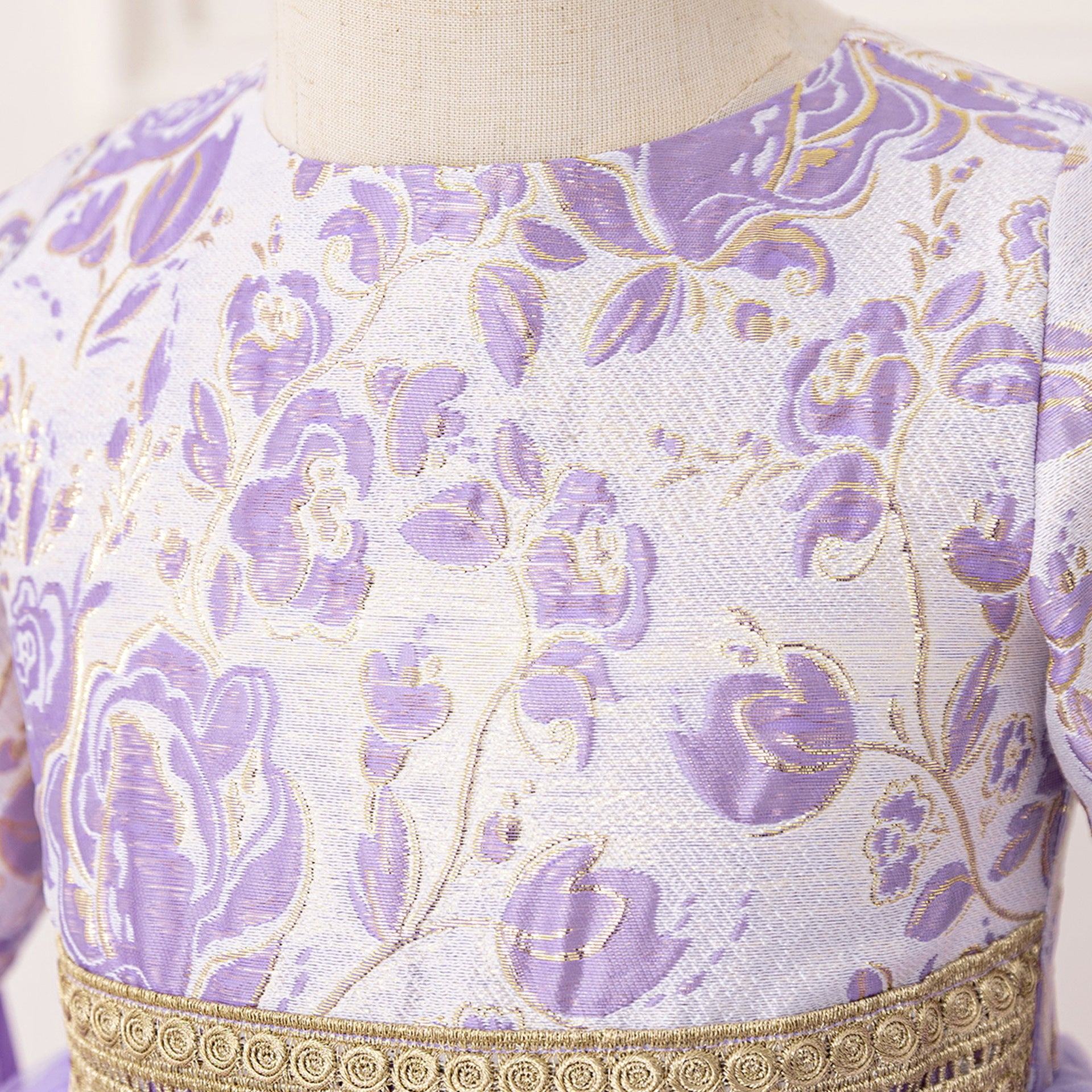 Lavender Floral Princess Maxi Dress for Girls | Special Occasion & Party Gown