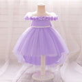 Lavender High-Low Floral Tulle Ball Gown Dress for Girls