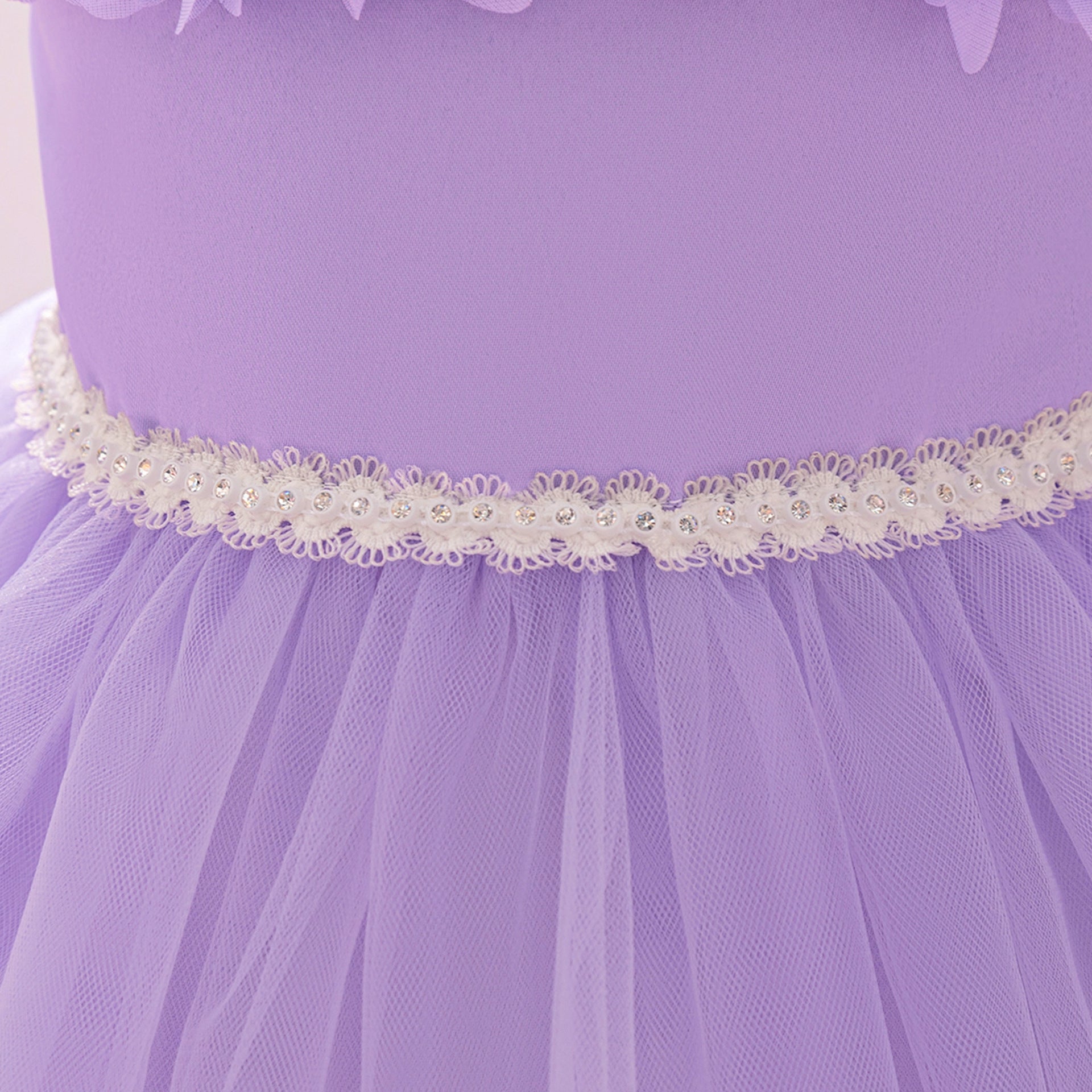 Lavender Puffy Tulle Ball Gown Dress for Girls with Floral Appliqué and Bowknot