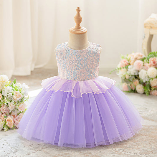 Lavender Ball Gown Dress for Girls – Lace Puffy Princess Party Dress