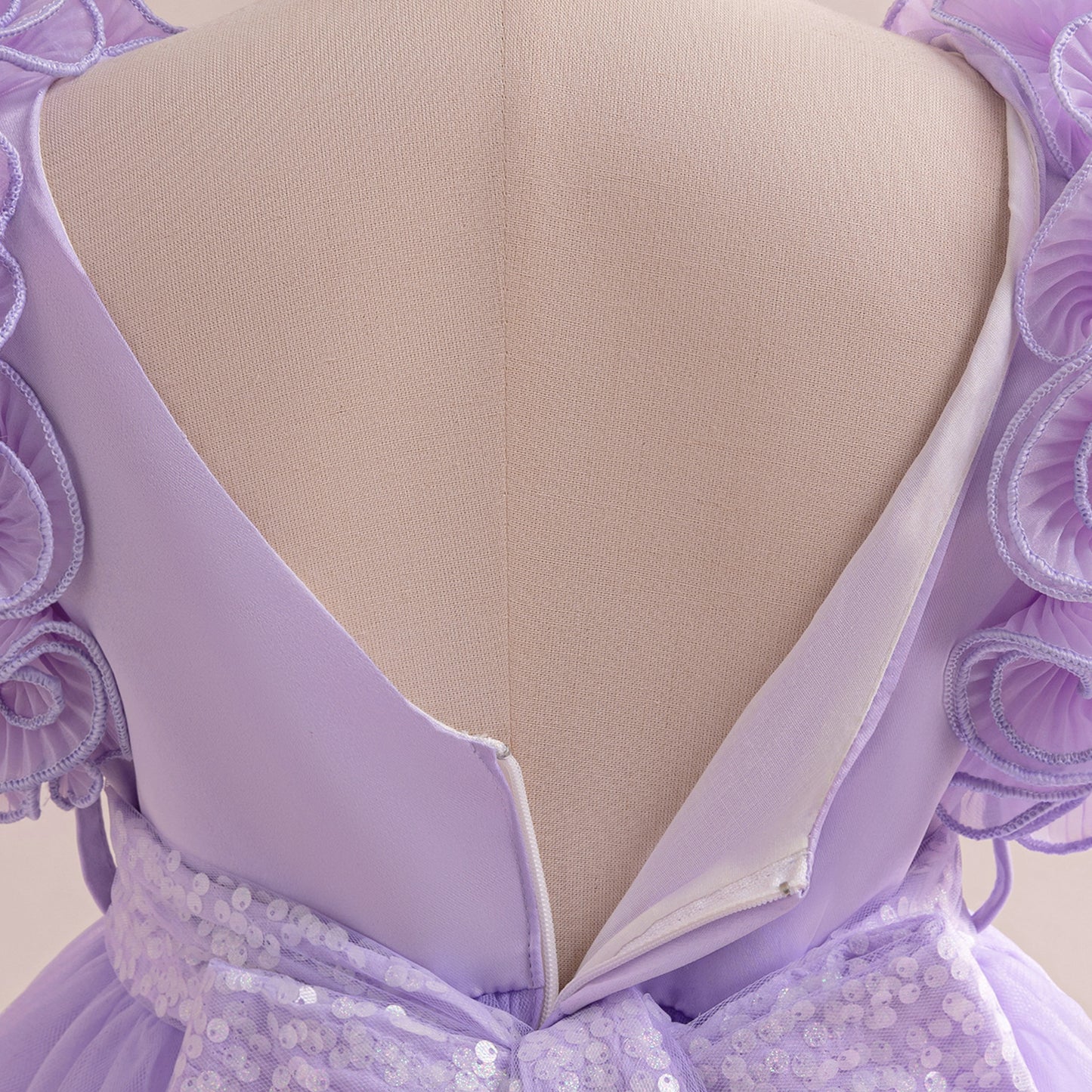 Cute Lavender A-Line Maxi Tulle Dress for Girls with Sequins | Floor-Length Princess Gown