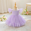 Lavender Polka Dot Tulle Princess Dress with Flutter Sleeves for Baby Girls