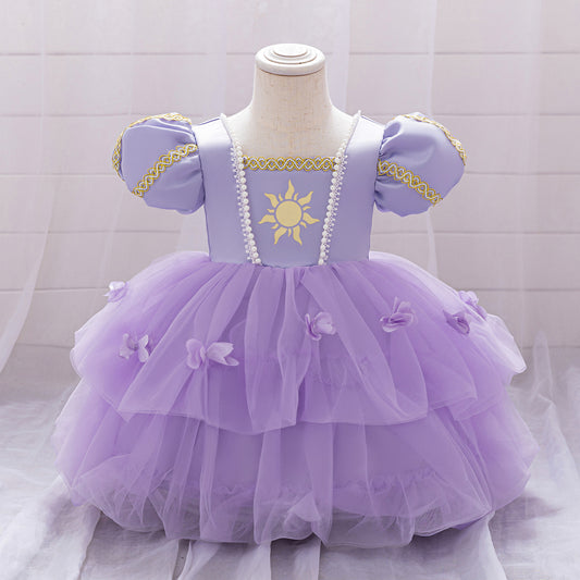 Lavender Princess Ball Gown for Girls - Tea Length Fairy Dress for Party & Wedding