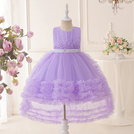 Lavender Puffy High-Low Princess Dress for Girls | Party & Wedding Outfits