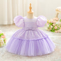 Lavender Sequin Puffy Ball Gown Dress with Bow for Girls