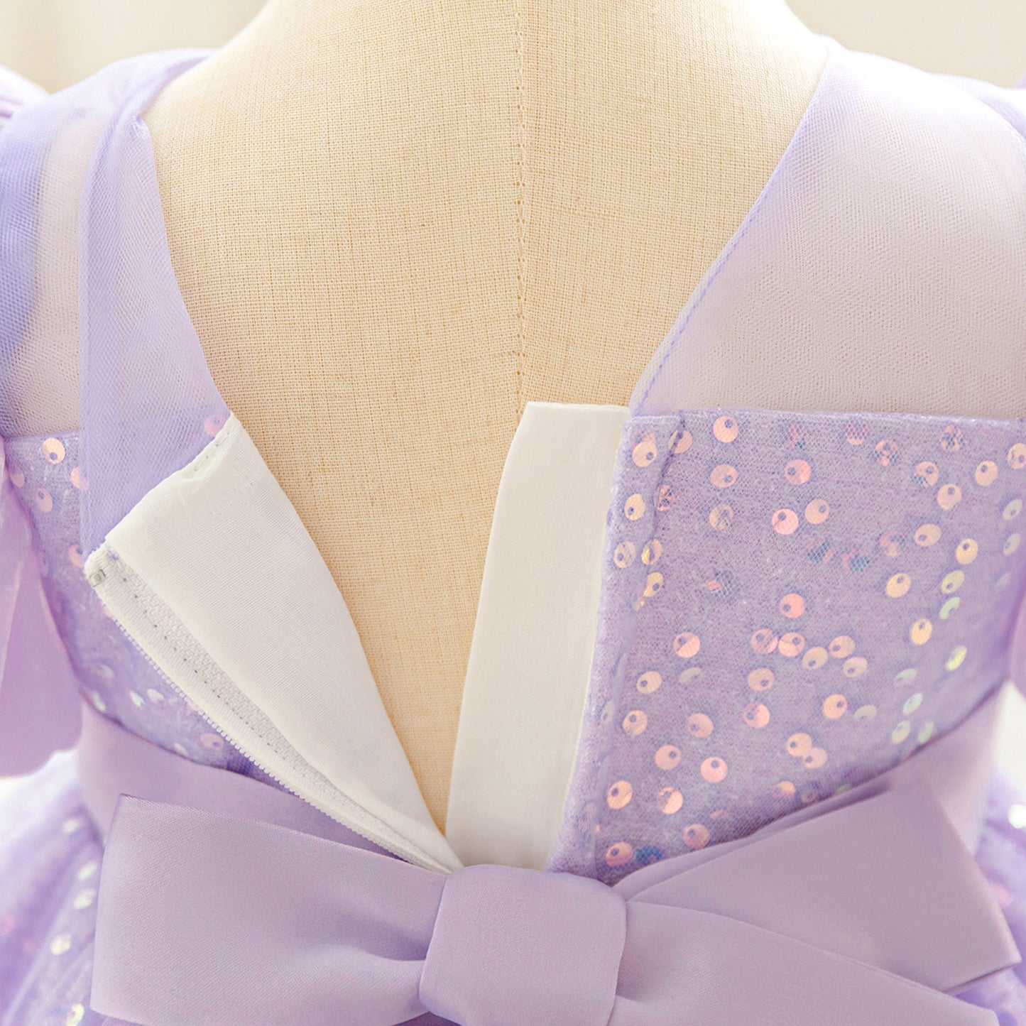 Frocklet Lavender Sequin Puffy Ball Gown Dress with Bow for Girls – Princess Dress for Parties, Weddings & Photo Shoots 4