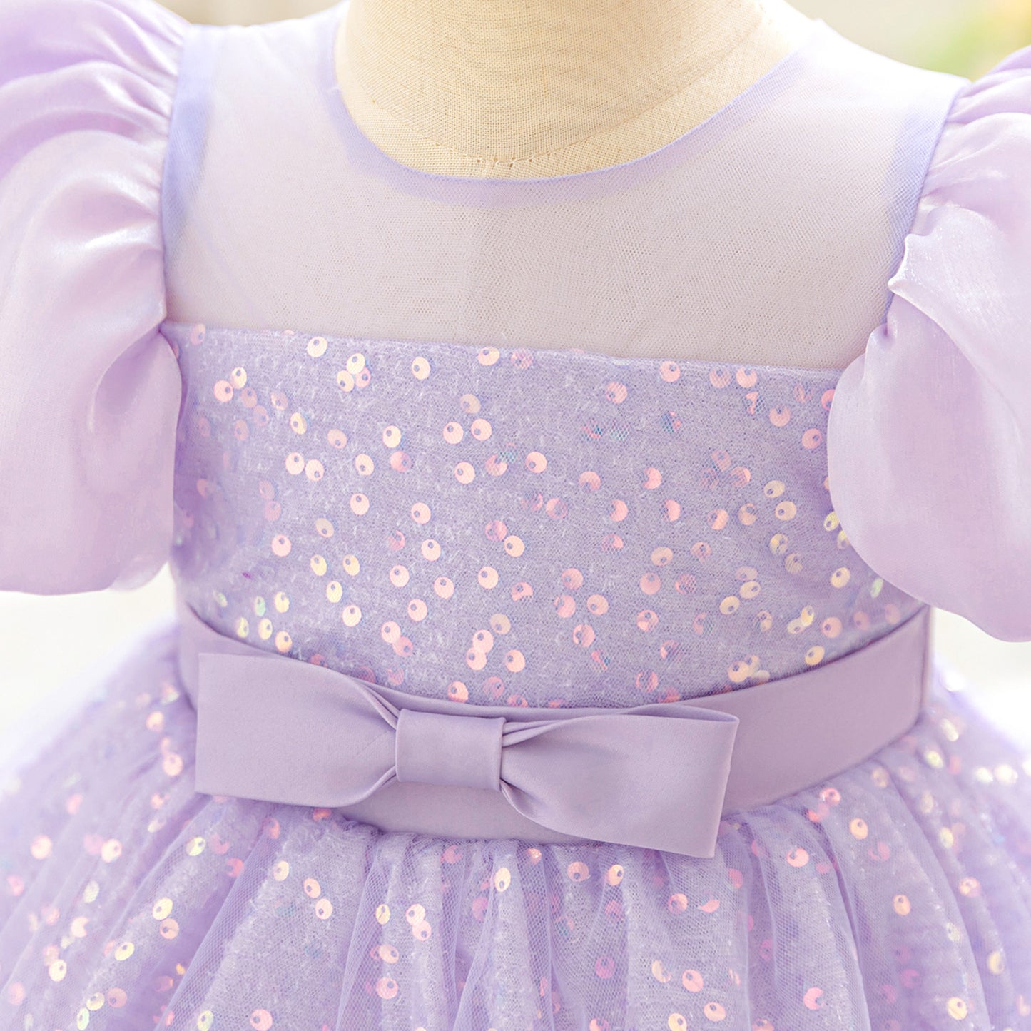 Frocklet Lavender Sequin Puffy Ball Gown Dress with Bow for Girls – Princess Dress for Parties, Weddings & Photo Shoots 5