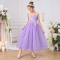Lavender Tulle Appliqué Tea-Length Princess Dress