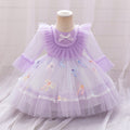 Lavender Tulle Bowknot Long Sleeve Princess Dress for Girls