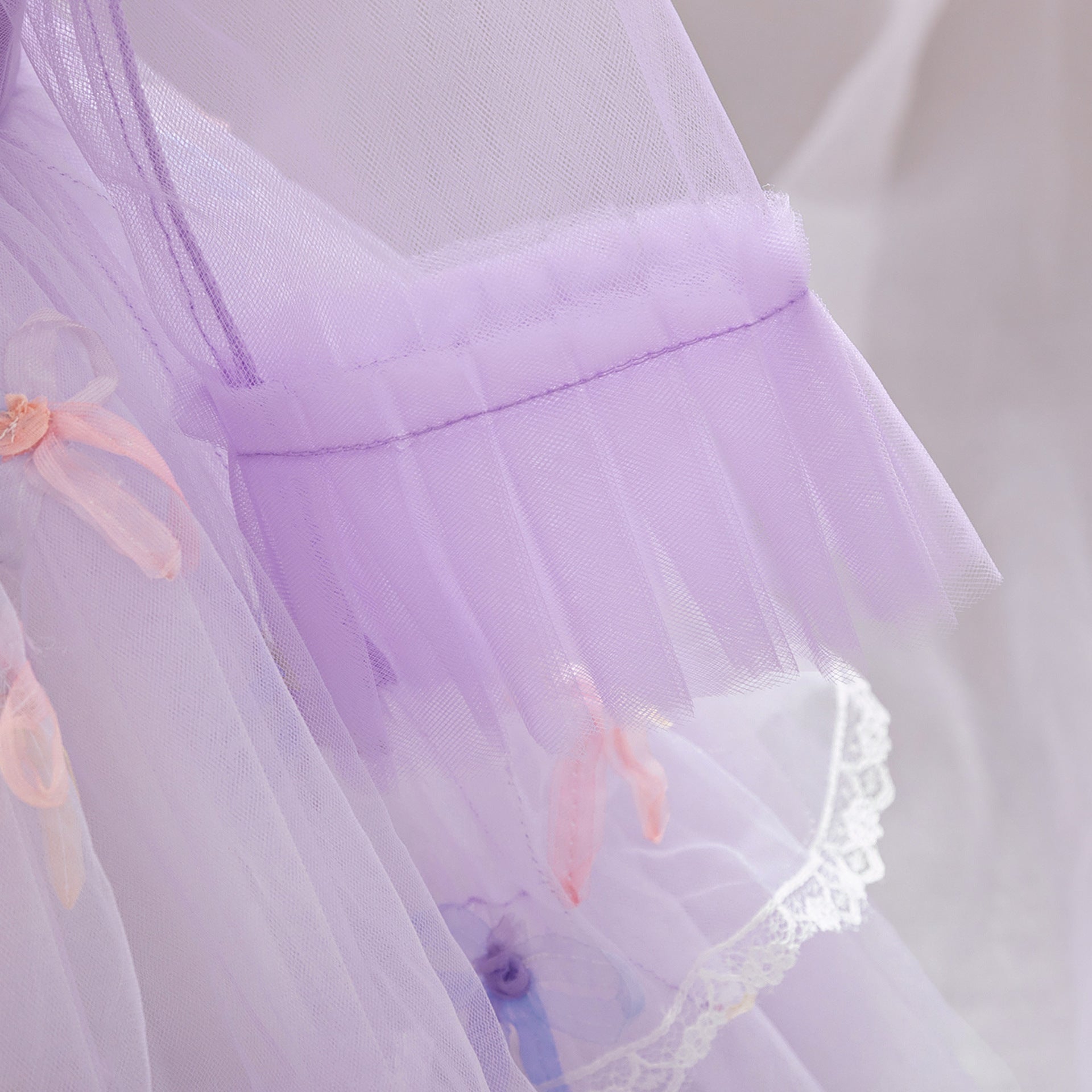 Lavender Tulle Princess Dress for Girls - Bowknot & Lace Party Gown