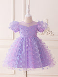 Lavender Tulle Puffy Ball Gown Princess Dress for Girls