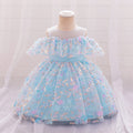 Light Blue Ball Gown Off-Shoulder Flower Girl Dress